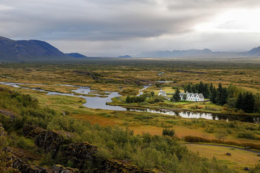 The Thingvellir National Park rift landscape in Iceland
