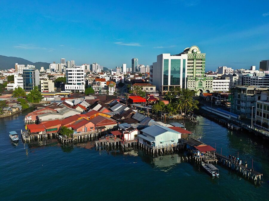 Lim Jetty stilt-house community in George Town, Penang, Malaysia