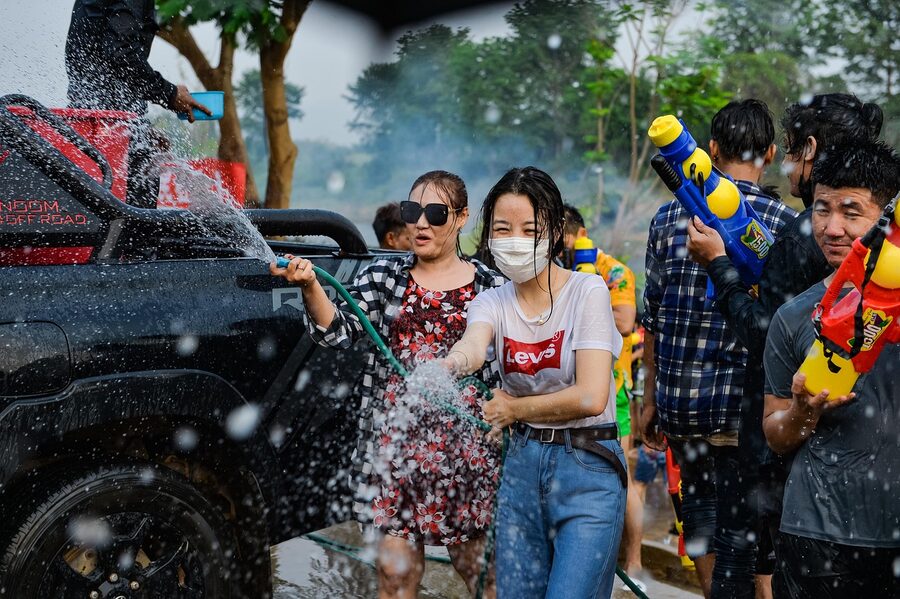 A scene from the Thai Songkran water festival in April