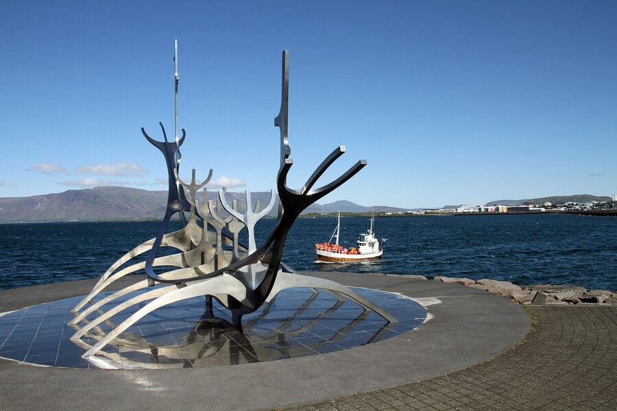 The Sun Voyager (Solfar) steel-skeleton sculpture on the Reykjavik waterfront