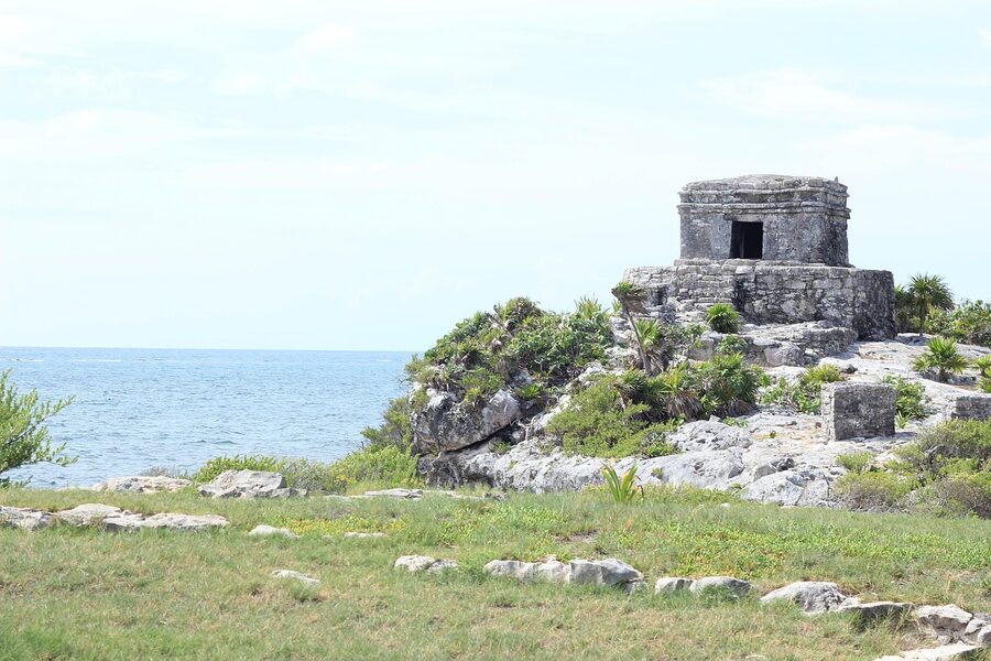 The Mayan ruins of Tulum overlooking the Caribbean Sea
